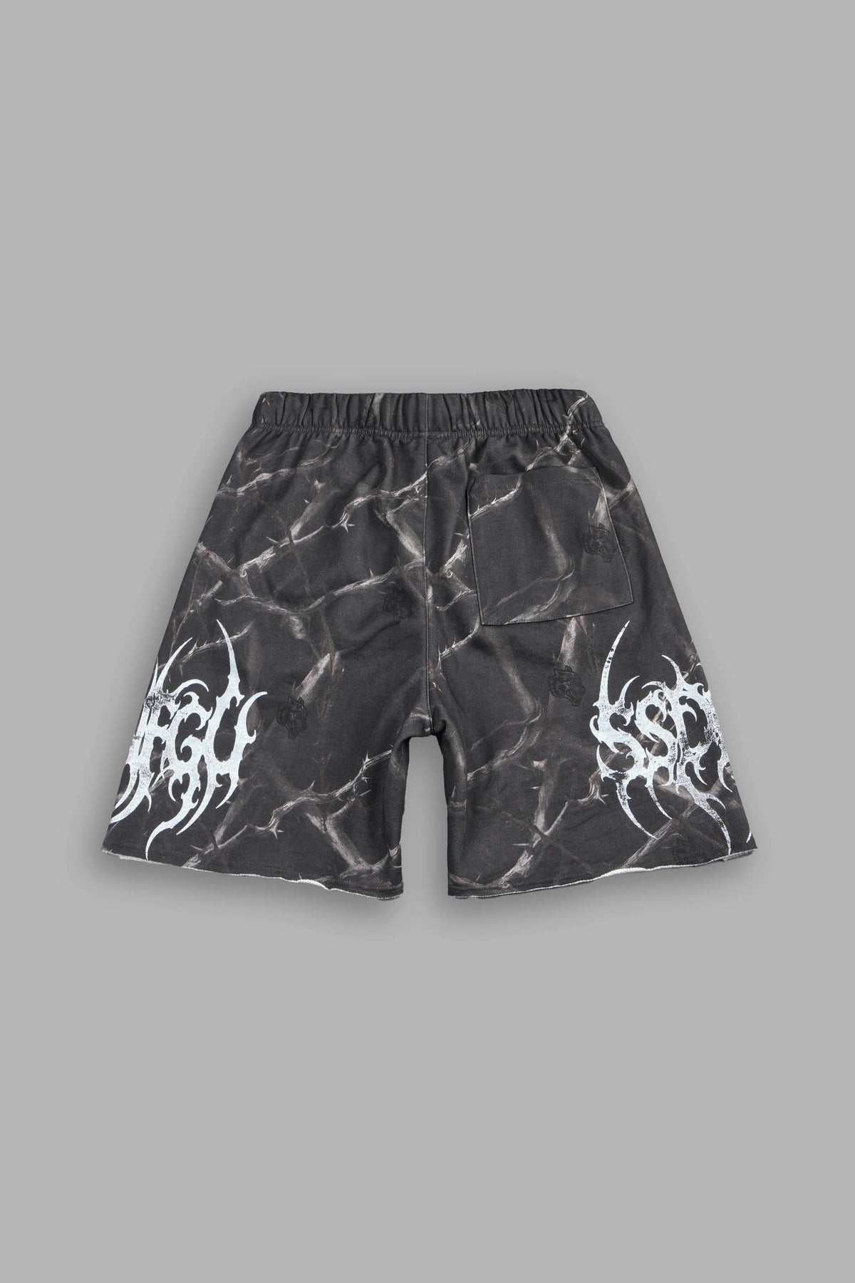 SSDDNFGU RAW HEM OVERSIZED POST LOUNGE SWEAT SHORTS IN DARC THORNS