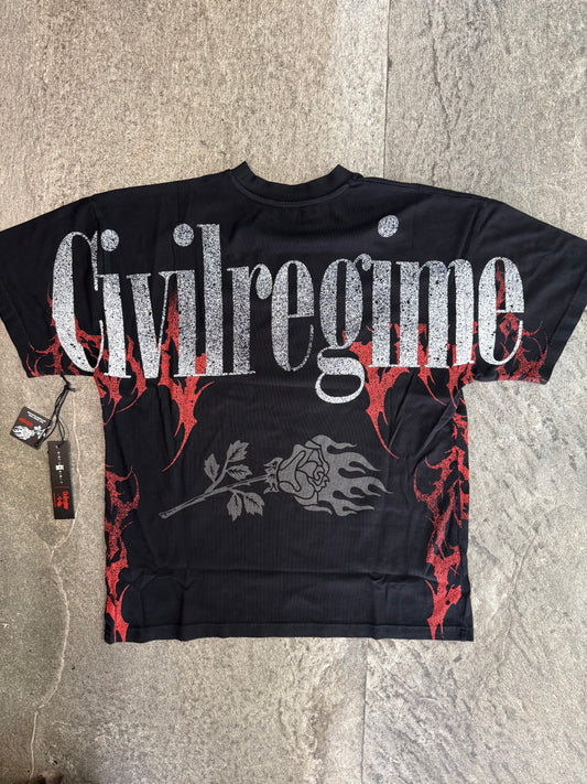 SHAO FLAMES AMERICAN CLASSIC OVERSIZED TEE IN BLACK