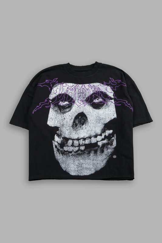 FIEND SKULL DISTRESSED GRUNGE BOX CUT TEE V2 IN BLACK