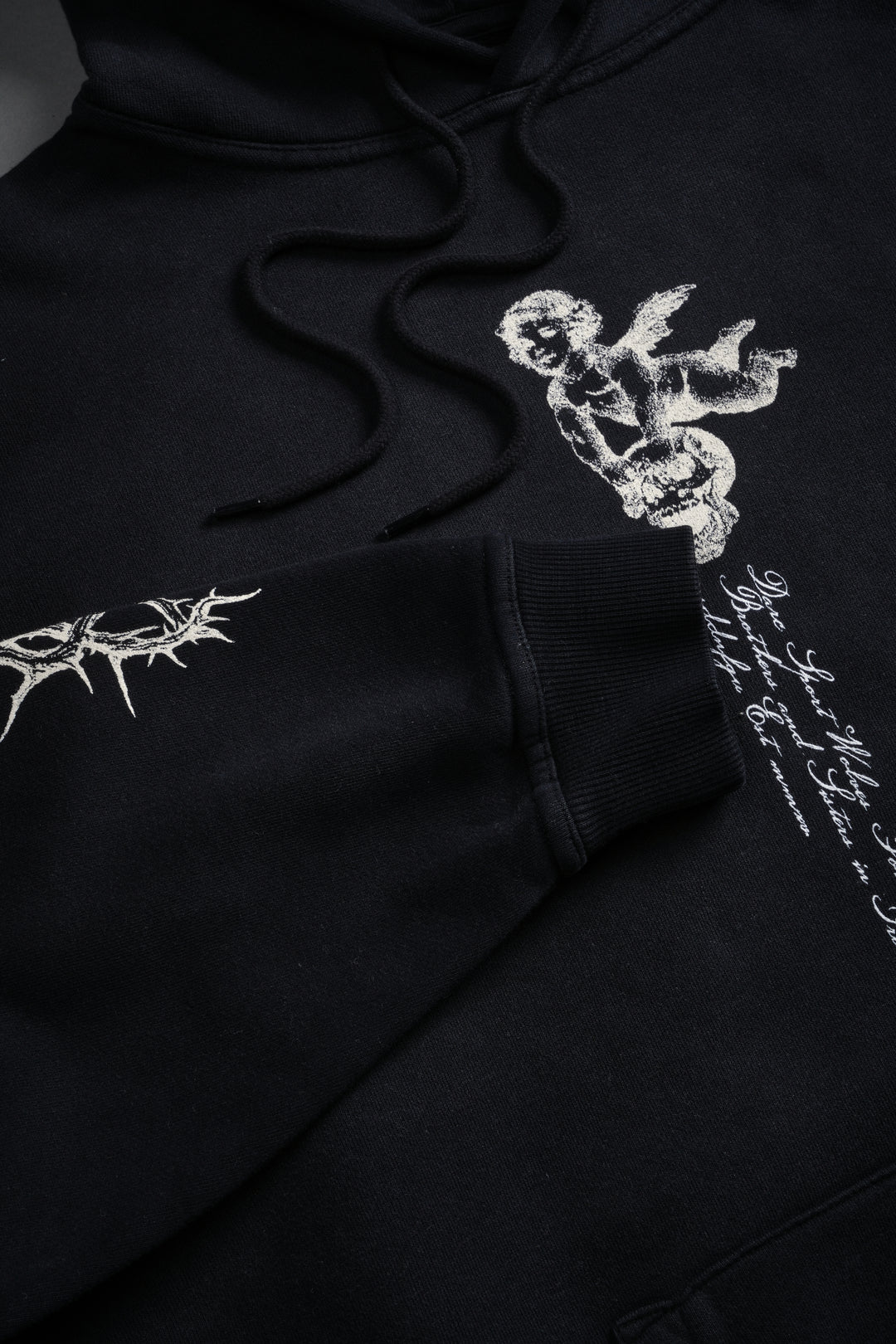 OUR VIRTUE BISHOP HOODIE IN BLACK