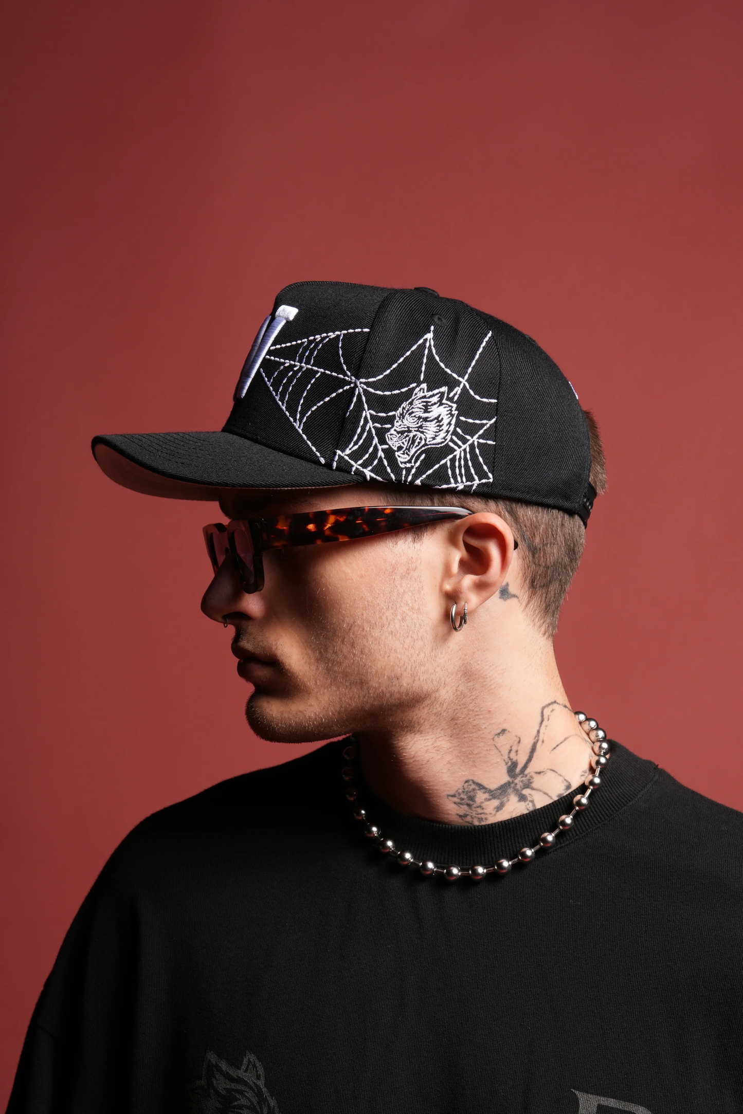 WEBBED A FRAME SNAPBACK IN BLACK