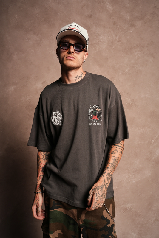 BIG BAD WOLF FOREVER PREMIUM OVERSIZED TEE IN WOLF GRAY