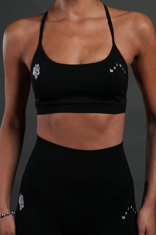 WOLVES PYRAMID "LAYLA" SOFT SEAMLESS BRA IN BLACK