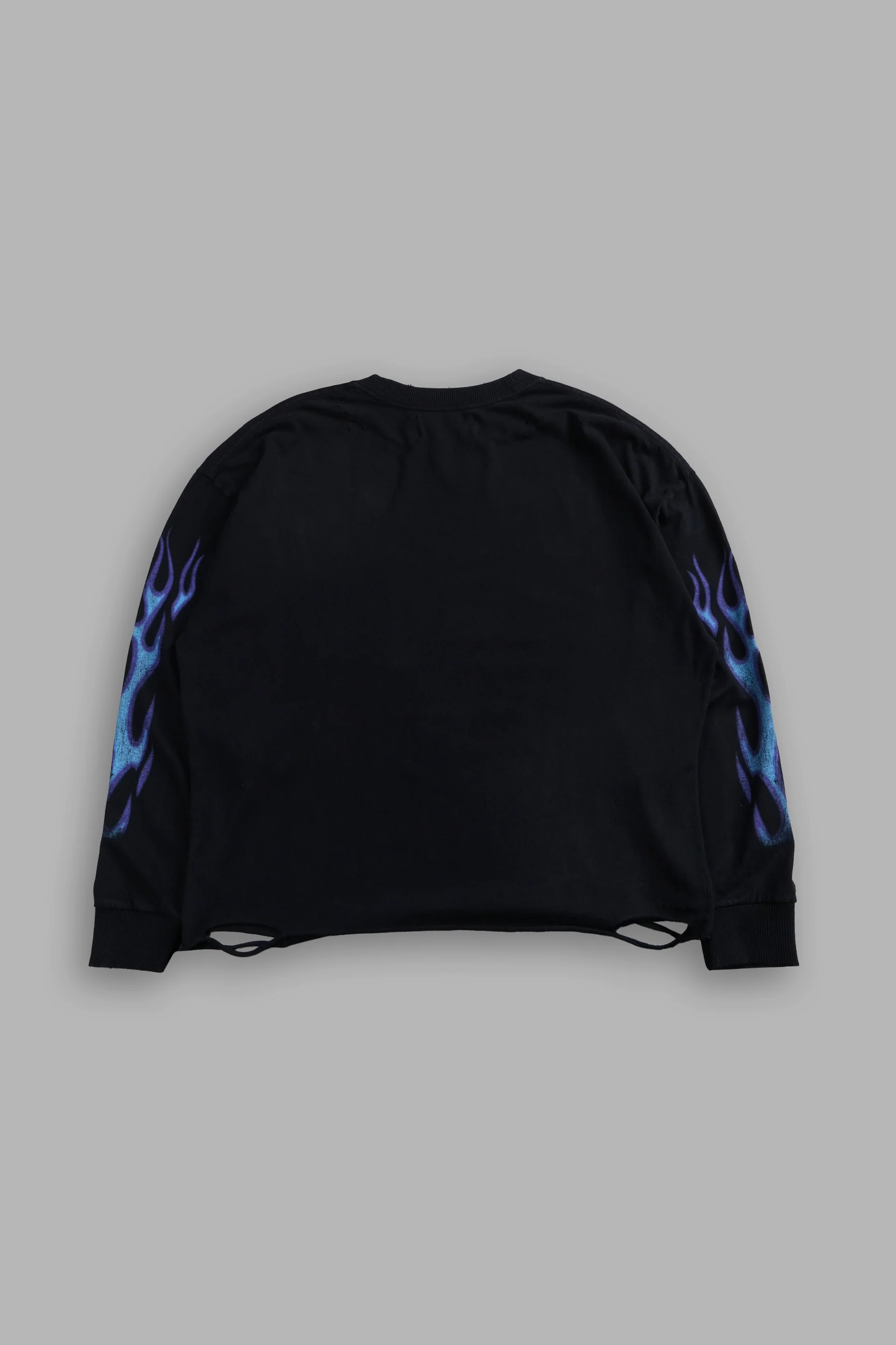 IRON FIRE DISTRESSED GRUNGE "BOX CUT" L/S TEE IN BLACK SUN FADE