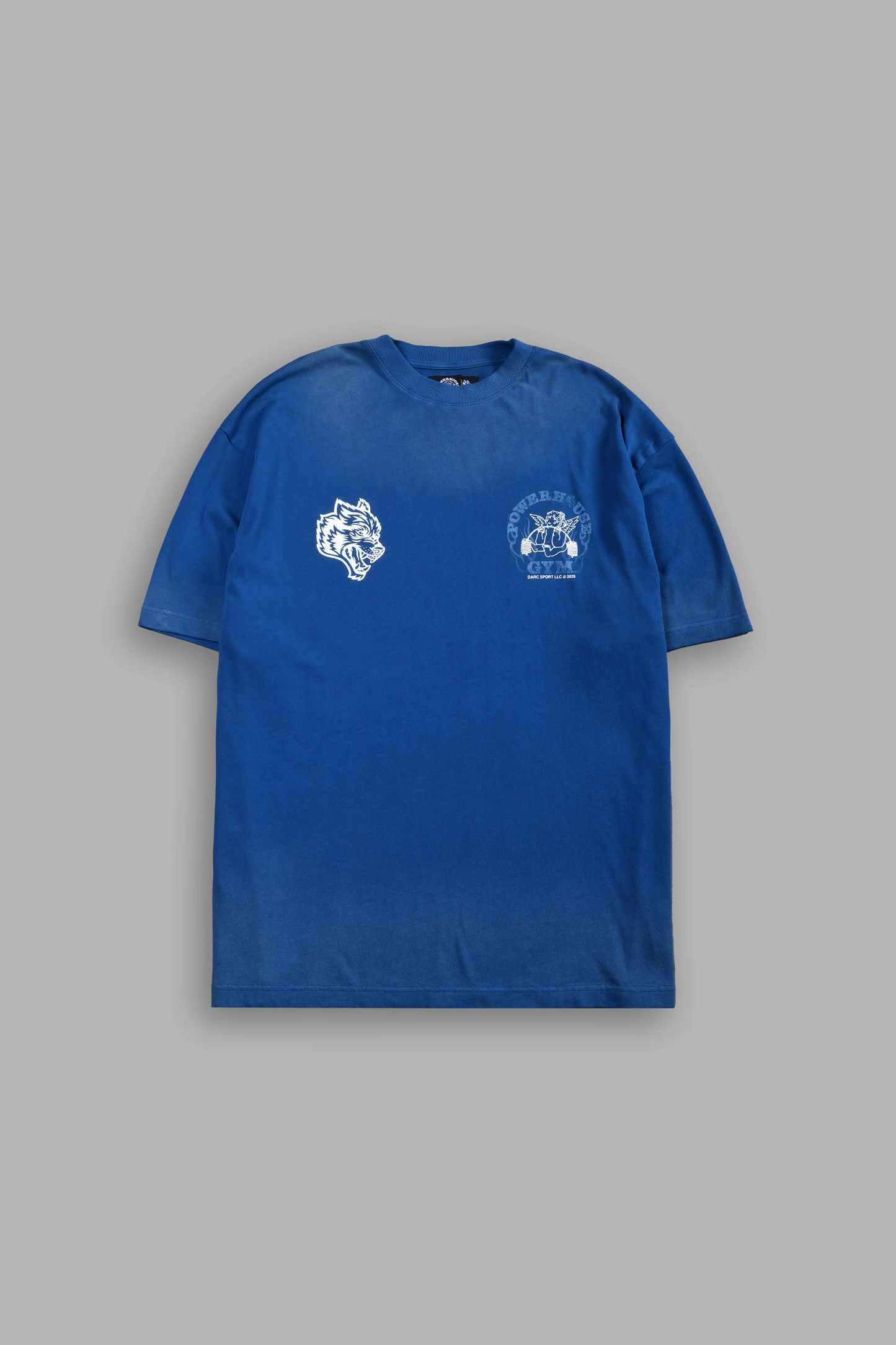 POWERHOUSE OF THE CHERUB UNISEX PREMIUM OVERSIZED TEE IN DARC COBALT DRIFT WASH