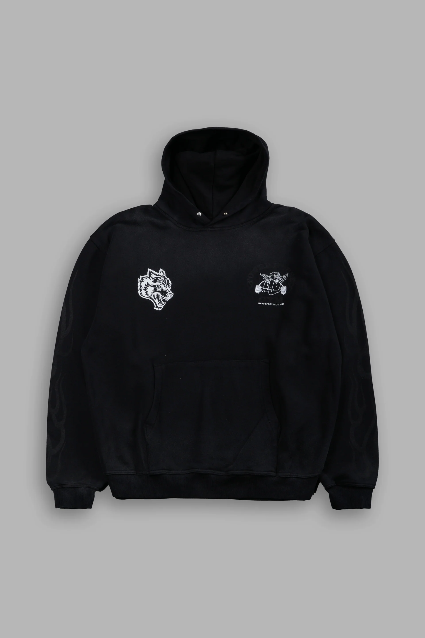 POWERHOUSE OF THE CHERUB UNISEX "PIERCE" HOODIE IN BLACK DRIFT WASH
