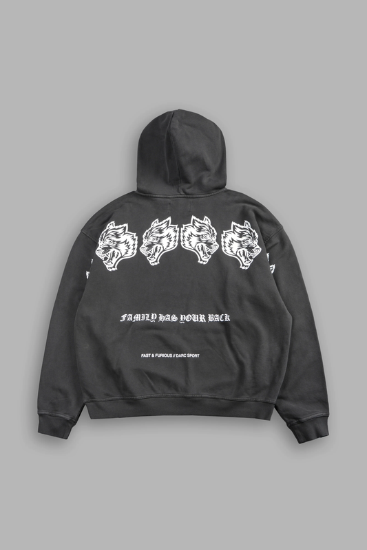 FAMILY HAS YOUR BACK PIERCE HOODIE IN WOLF GRAY
