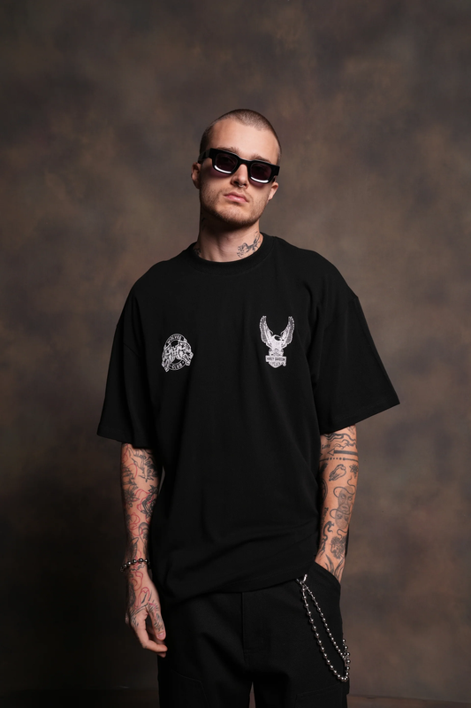 THE EAGLE & THE WOLF "PREMIUM" OVERSIZED TEE IN BLACK