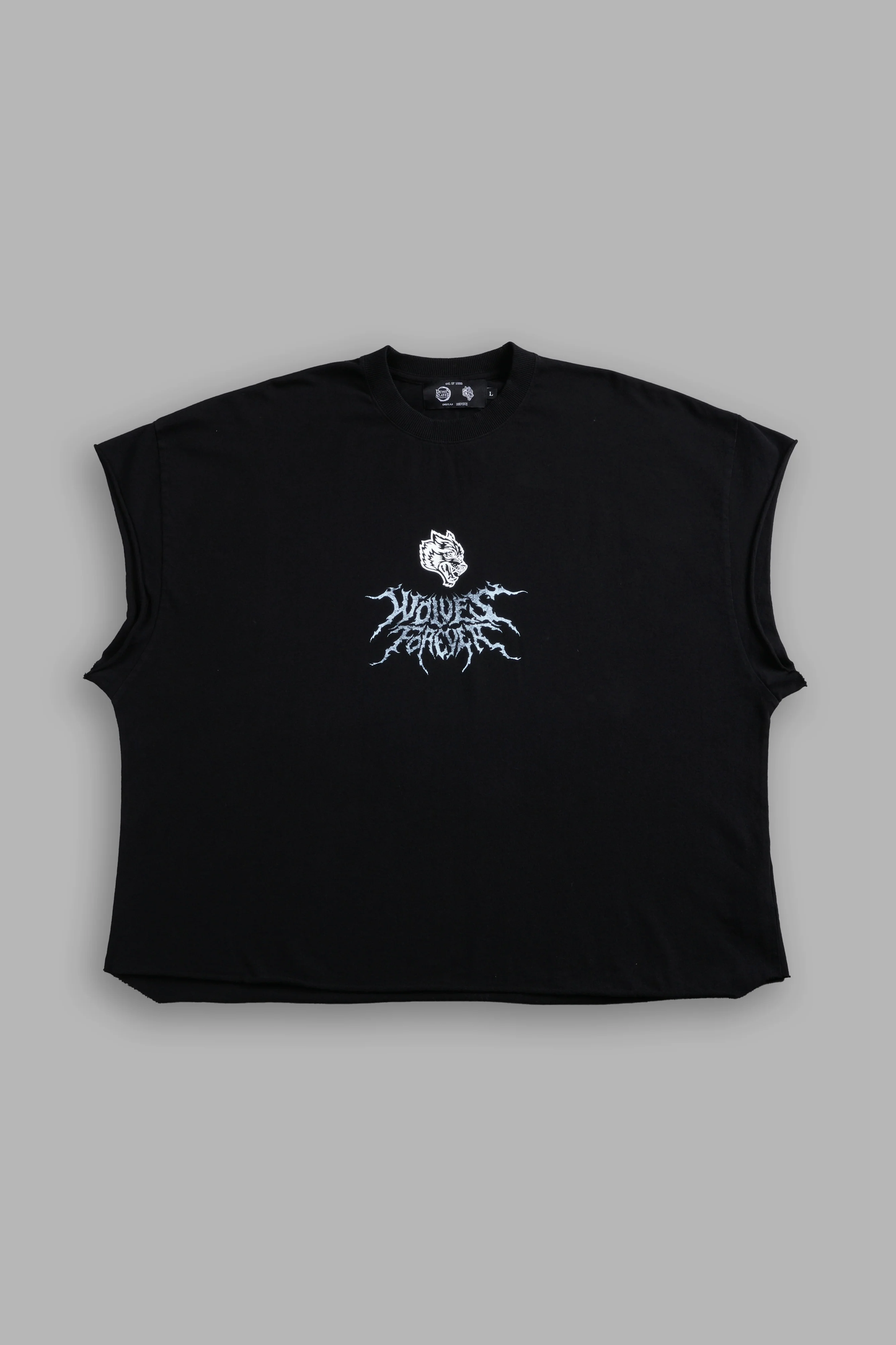 THROUGH HIS EYES GRUNGE CUT-OFF TEE IN BLACK