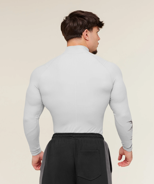 GYMSHARK X CARLOS BELCAST LONG SLEEVE TEE - LIGHT GREY/ONYX GREY
