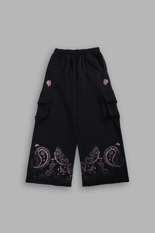 FADED PAISLEY DURST CARGO SWEATS IN BLACK