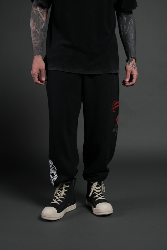 SIN AGAIN UNISEX LIGHTWEIGHT LOUNGER SWEAT PANTS IN BLACK