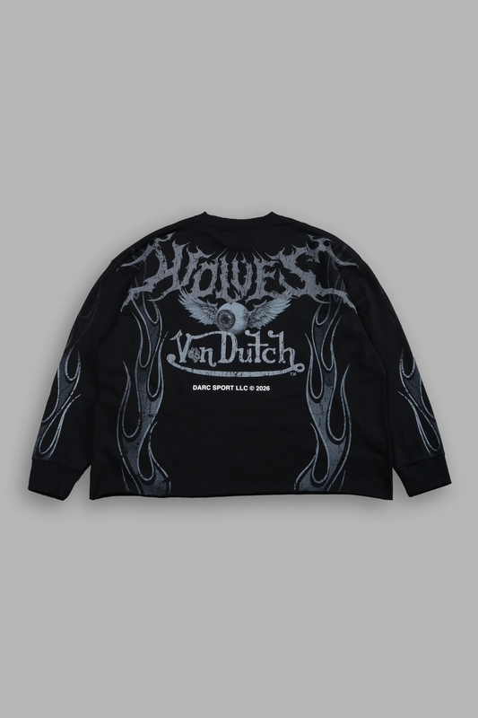 TAKE-OFF GRUNGE MID-LENGTH RAW HEM LS TEE IN BLACK