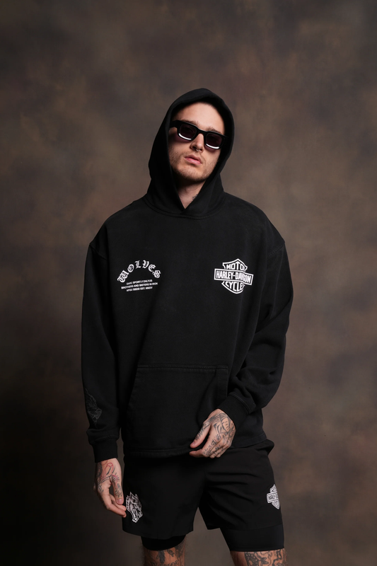 IRON LIGHTNING "MOATY" HOODIE IN BLACK DRIFT WASH