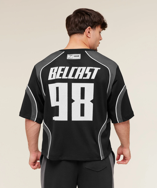 GYMSHARK X CARLOS BELCAST MESH JERSEY - GS BLACK