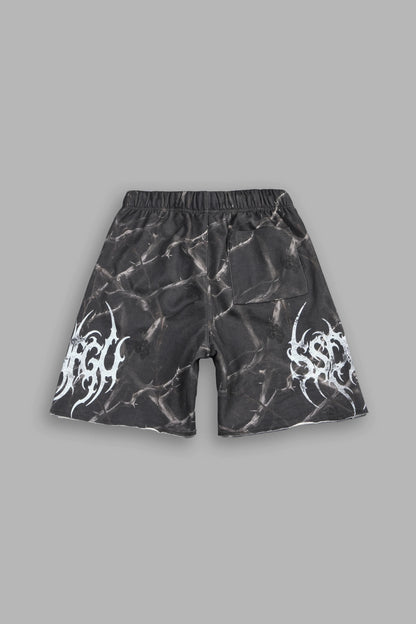 SSDDNFGU RAW HEM OVERSIZED POST LOUNGE SWEAT SHORTS IN DARC THORNS