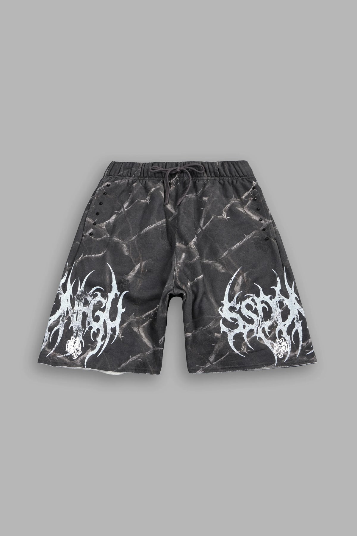 SSDDNFGU RAW HEM OVERSIZED POST LOUNGE SWEAT SHORTS IN DARC THORNS