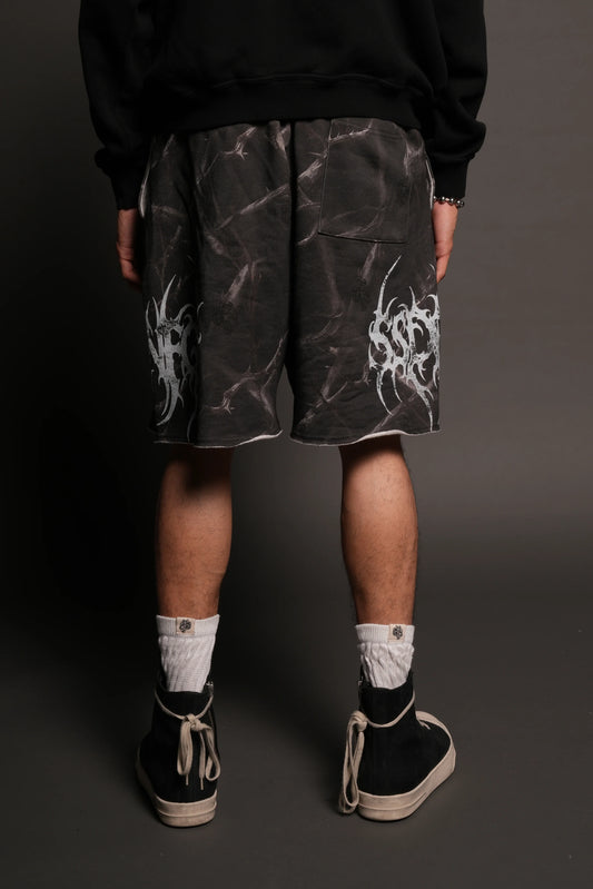 SSDDNFGU RAW HEM OVERSIZED POST LOUNGE SWEAT SHORTS IN DARC THORNS