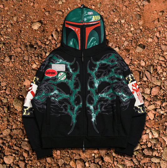 KAMINO'S ALPHA FULL ZIP UP HOODIE IN BLACK