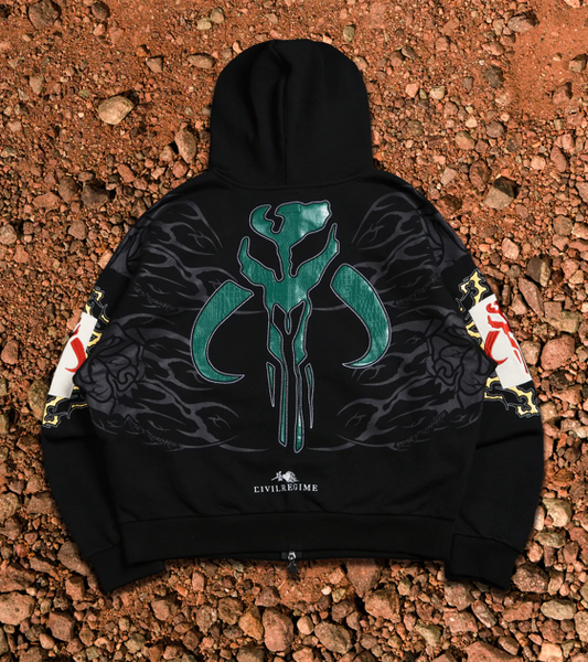 KAMINO'S ALPHA FULL ZIP UP HOODIE IN BLACK