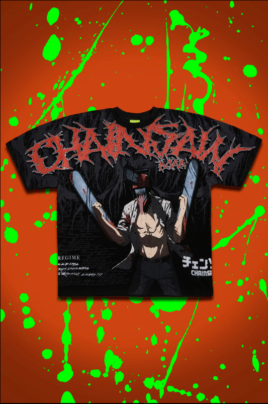 CHAINSAWS CHAOS AMERICAN CLASSIC OVERSIZED TEE IN VINTAGE BLACK