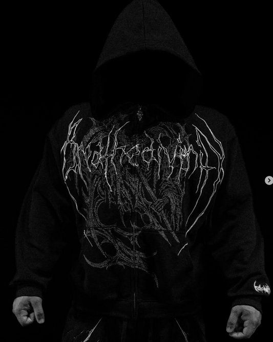 Grim Reaper Embroidered Oversized Zip-up Hoodie [GHOST]