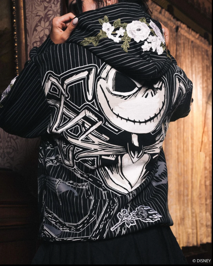 SPIRAL CHAOS INDIE ROSE HOODIE IN PINSTRIPE PRINT