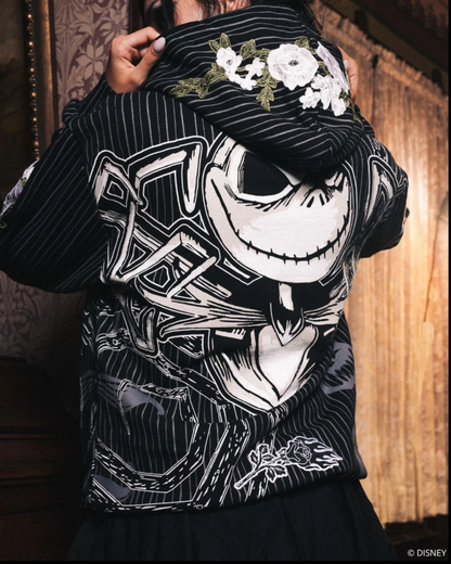 SPIRAL CHAOS INDIE ROSE HOODIE IN PINSTRIPE PRINT
