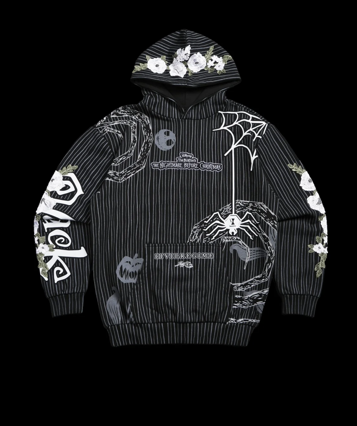 SPIRAL CHAOS INDIE ROSE HOODIE IN PINSTRIPE PRINT