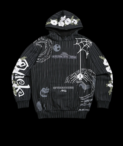 SPIRAL CHAOS INDIE ROSE HOODIE IN PINSTRIPE PRINT