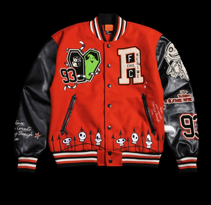OOGIE BOOGIE LETTERMAN JACKET IN PUMPKIN ORANGE/BLACK