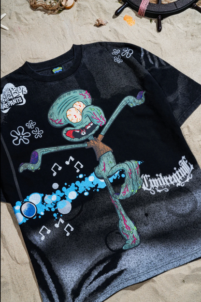 DYSTOPIC BOTTOM "SIDE BY SIDE" 199X OVERSIZED TEE IN VINTAGE BLACK