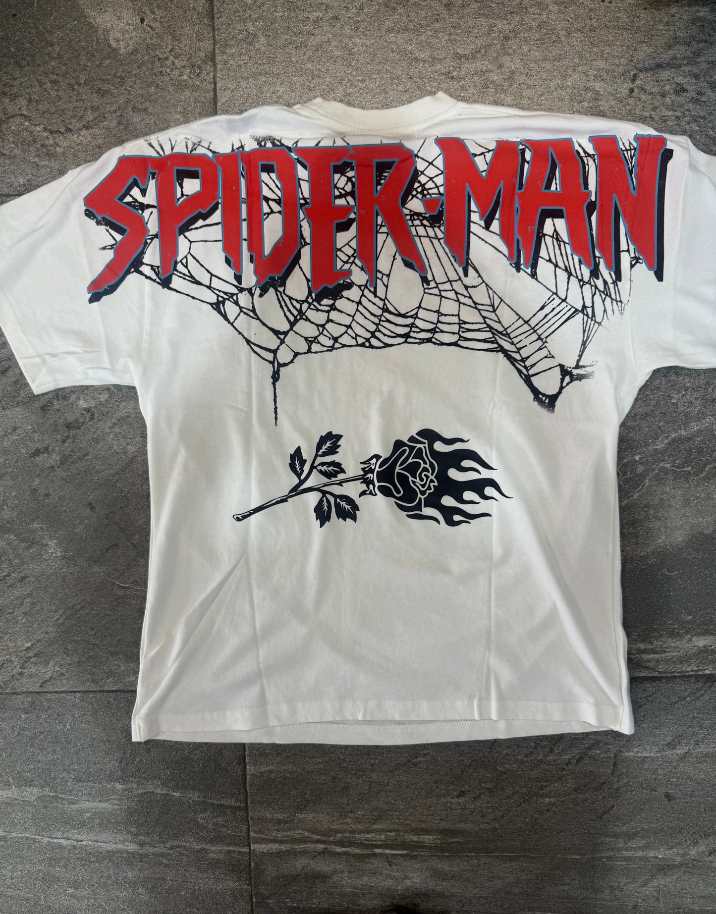 ZOMBIE SPIDERMAN AMERICAN CLASSIC OVERSIZED TEE IN WHITE