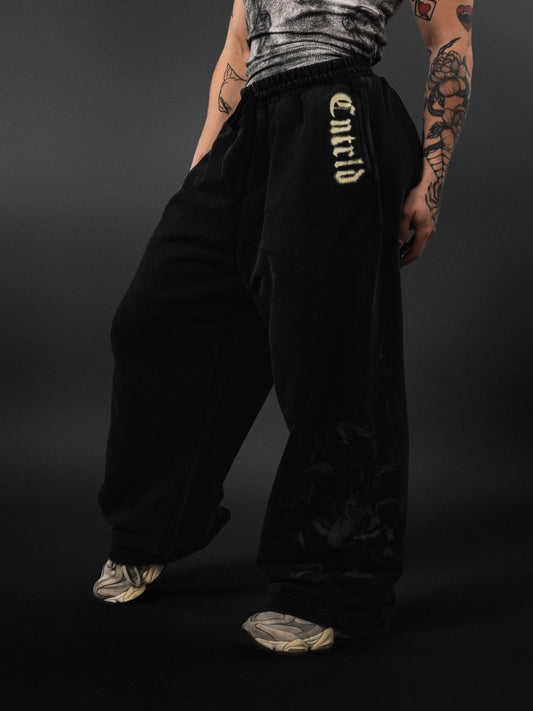 WIDE LEG SWEATS BLACK