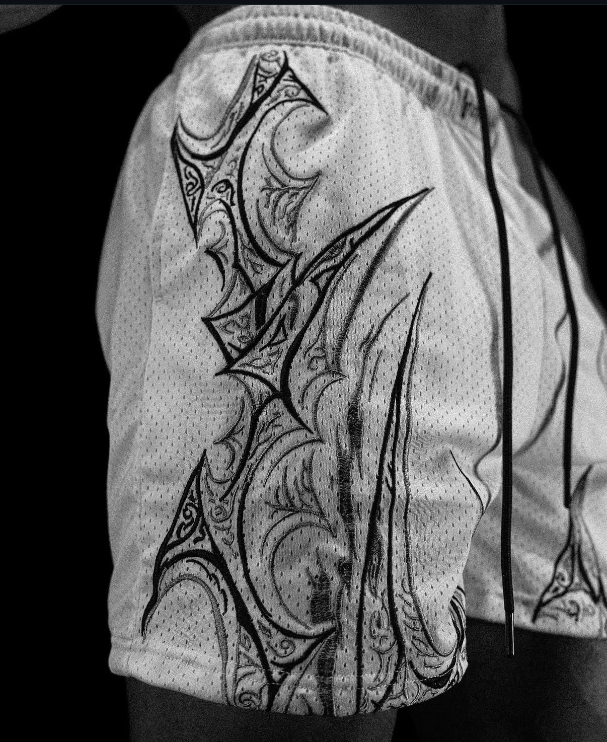 Skeletal Bodybuilding Mesh Shorts [DIVINE WHITE]