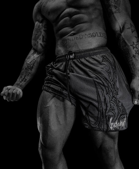 Skeletal Bodybuilding Mesh Shorts [PURGATORY GREY]