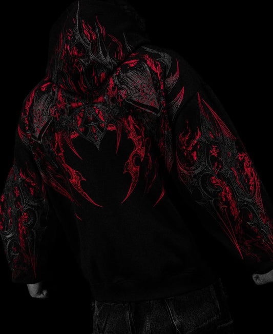 Berserker Oversized Zip-up Hoodie [HELLFIRE]