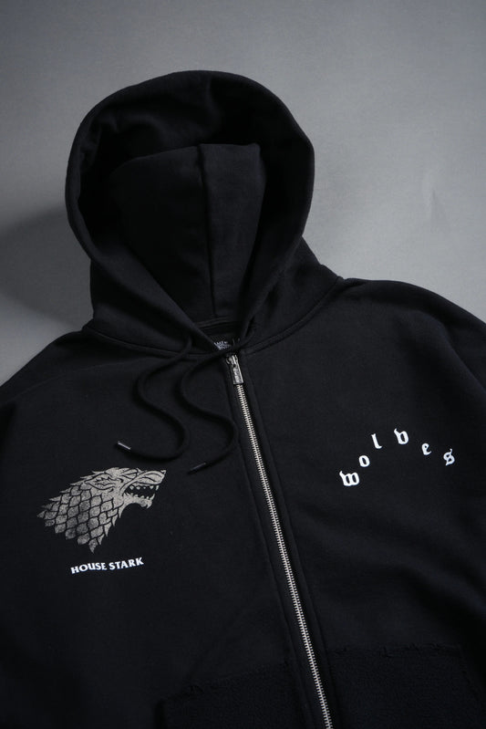 KING OF THE NORTH GRUNGE MOATIS ZIP HOODIE IN BLACK