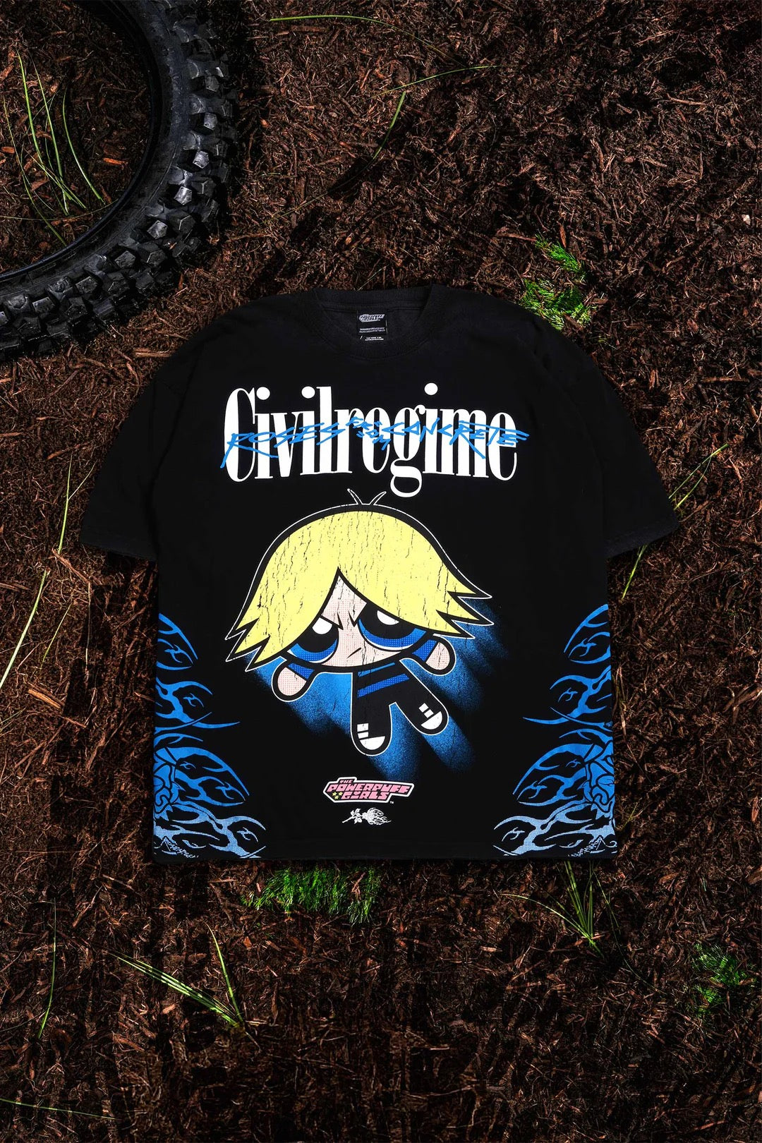 Rowdy Blue American Classic Oversized Tee in Vintage Black