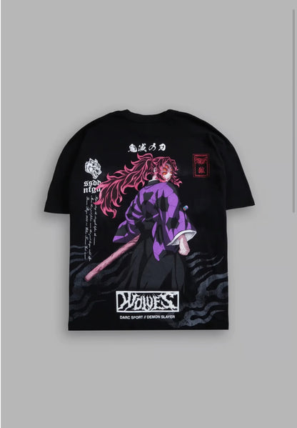 Kokushibo "Side By Side" Series Premium Oversized Tee in Black