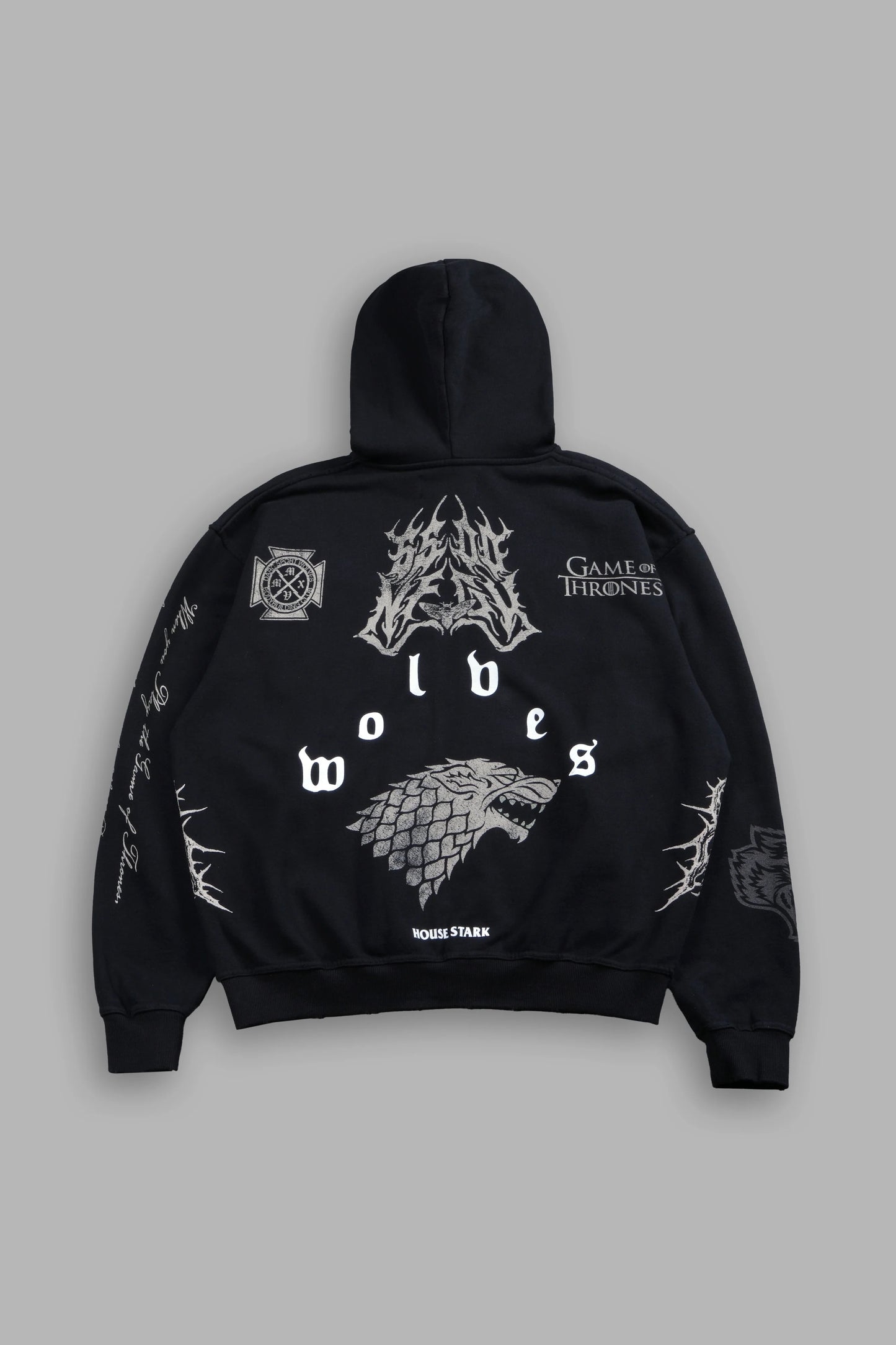 KING OF THE NORTH GRUNGE MOATIS ZIP HOODIE IN BLACK