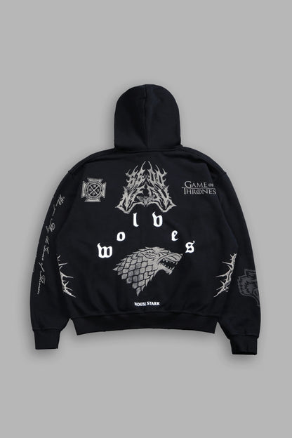 KING OF THE NORTH GRUNGE MOATIS ZIP HOODIE IN BLACK