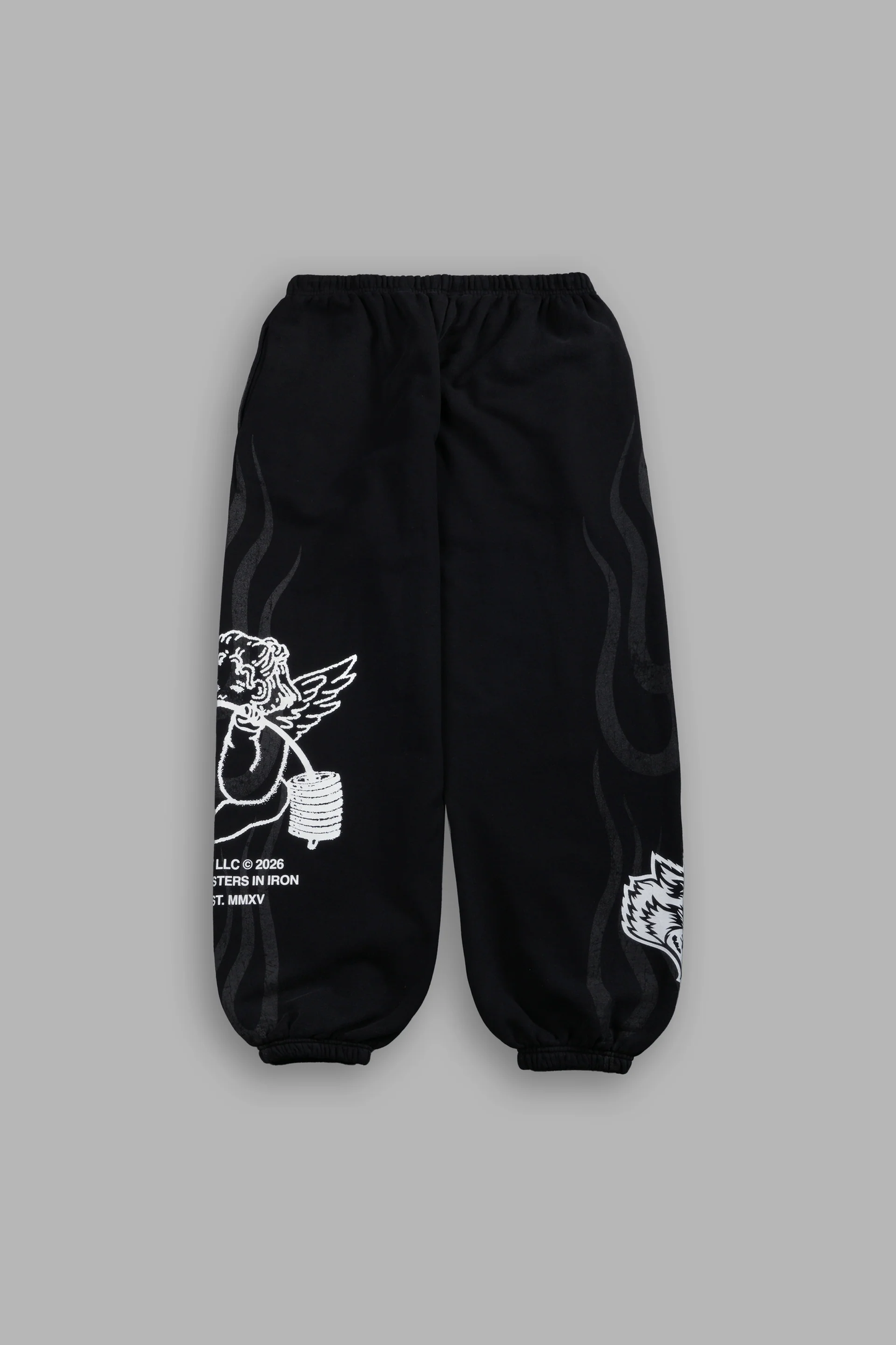 POWERHOUSE OF THE CHERUB UNISEX LIGHTWEIGHT LOUNGER SWEAT PANTS IN BLACK DRIFT WASH