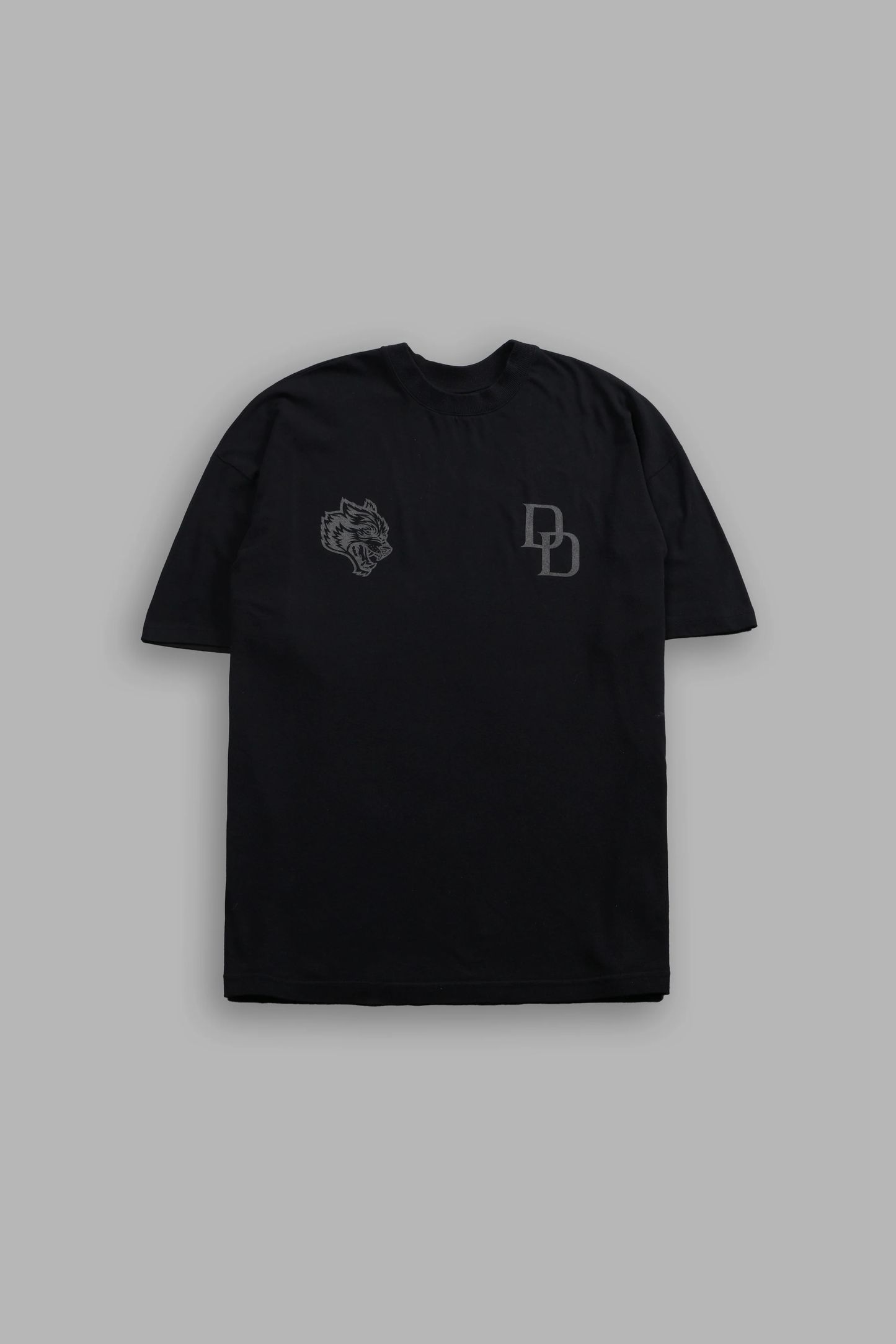 DEVIL IN THE FLAMES SIDE-BY-SIDE SERIES PREMIUM OVERSIZED TEE IN BLACK