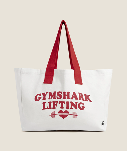 LOVE LIFTING GRAPHIC TOTE BAG - OAT WHITE