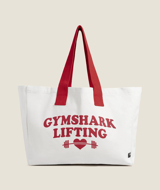 LOVE LIFTING GRAPHIC TOTE BAG - OAT WHITE