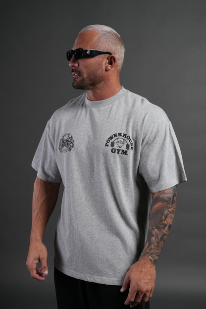 POWERHOUSE HESH PREMIUM OVERSIZED TEE IN LIGHT ATHLETIC GRAY