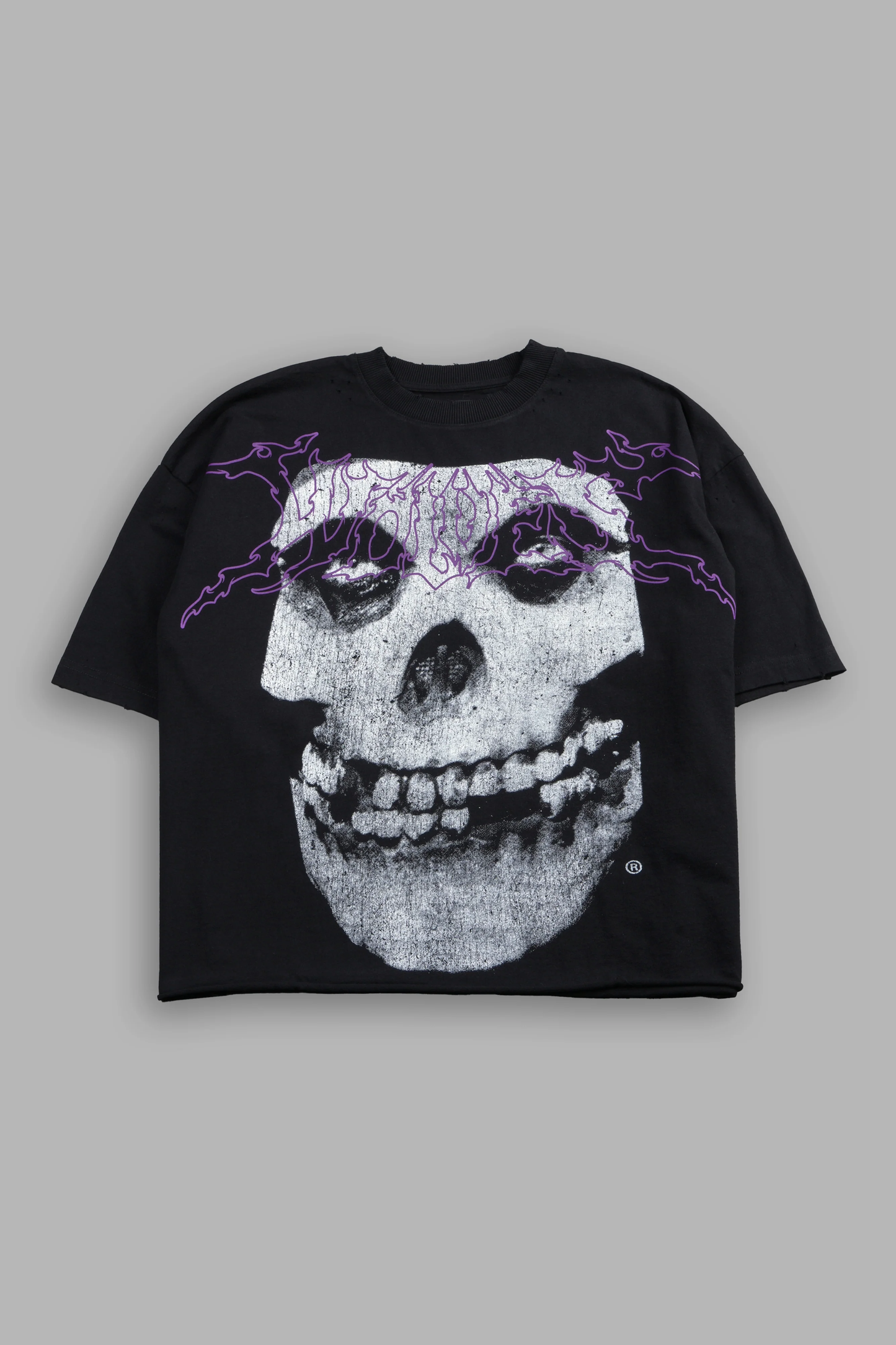 FIEND SKULL DISTRESSED GRUNGE BOX CUT TEE V2 IN BLACK