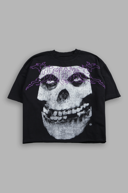 FIEND SKULL DISTRESSED GRUNGE BOX CUT TEE V2 IN BLACK