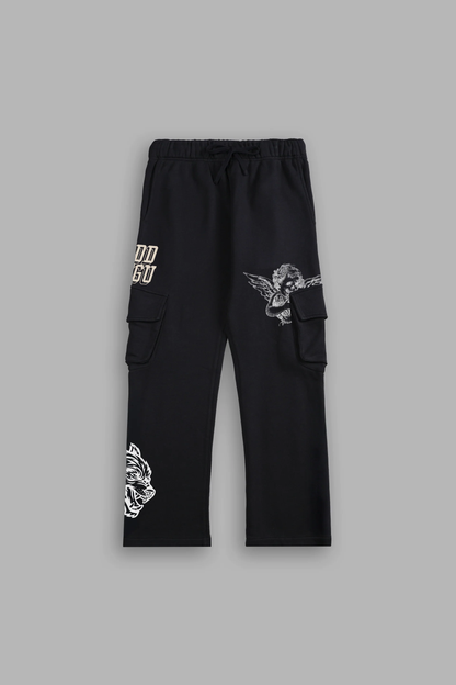 LA CA FRVR BIGELOW CARGO SWEAT PANTS IN BLACK